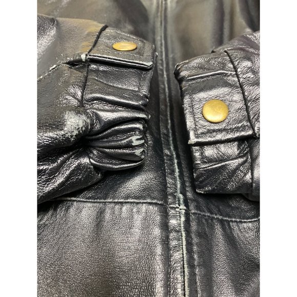 Bromley Sport men's 100% leather coat black full zip up sherpa lined size M - Picture 9 of 14